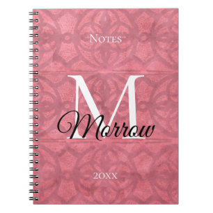 Victoriaans Rouge Roze Batik Naam en Jaar Notitieboek