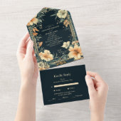 Victoriaans Royal Elegance bruiloft All In One Uitnodiging (Afscheurbaar)