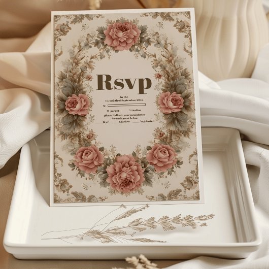 Victoriaans Royal Elegance bruiloft RSVP Kaartje