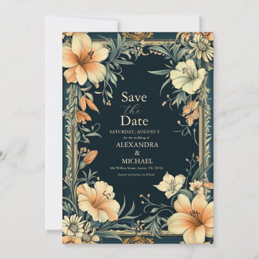 Victoriaans Royal Elegance bruiloft Save The Date (Voorkant)