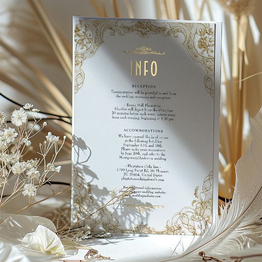 Victoriaans Royal Elegance Wedding Info Kaart
