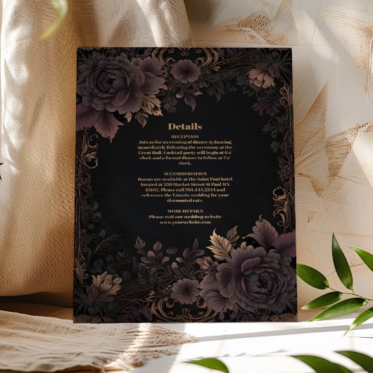 Victoriaans Royal Gothic bruiloft Informatiekaartje