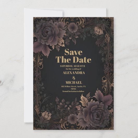 Victoriaans Royal Gothic bruiloft Save The Date (Voorkant)