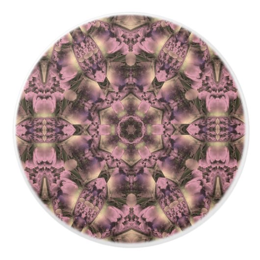 Victoriaans roze Antiek Keramische Knop (Voorkant)