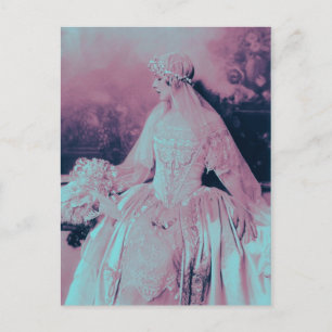 Victoriaans Roze & Baby Blauwe Bruid, Douche Uitnodiging Briefkaart