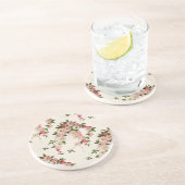 Victoriaans roze bloeiende amandelzandsteen zandsteen onderzetter (Zijkant)