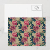  Victoriaans roze bloemen Briefkaart (Voorkant / Achterkant)