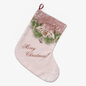  Victoriaans roze bloemen en pooldommen Grote Kerstsok (Voorkant (Hangend))