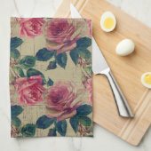 Victoriaans roze bloemen Theedoek (Quarter Fold)