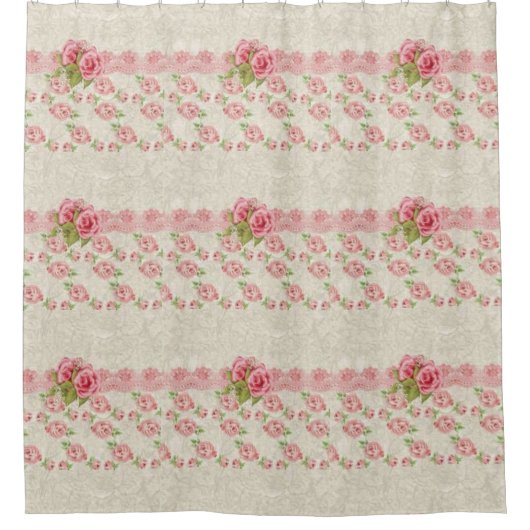 Victoriaans roze bloemendouchegordijn douchegordij douchegordijn (Voorkant)