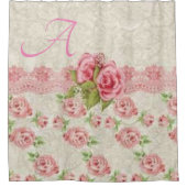 Victoriaans roze bloemgordijn douchegordijn (Voorkant)