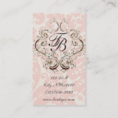 Victoriaans Roze Damask Boutique visitekaartjes (Achterkant)