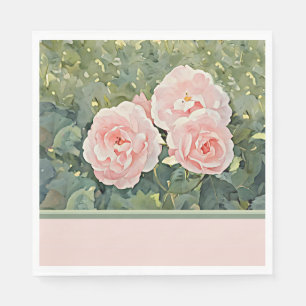 Victoriaans Roze en Koraal Rozen - Papieren servet