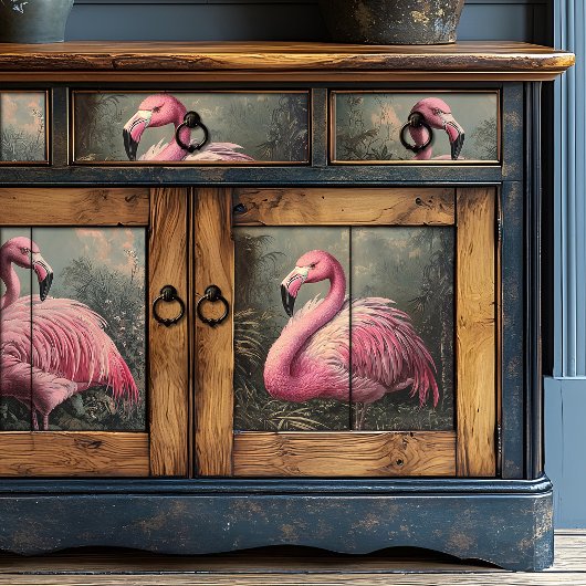 Victoriaans Roze Flamingo  Illustratie Tissuepapier