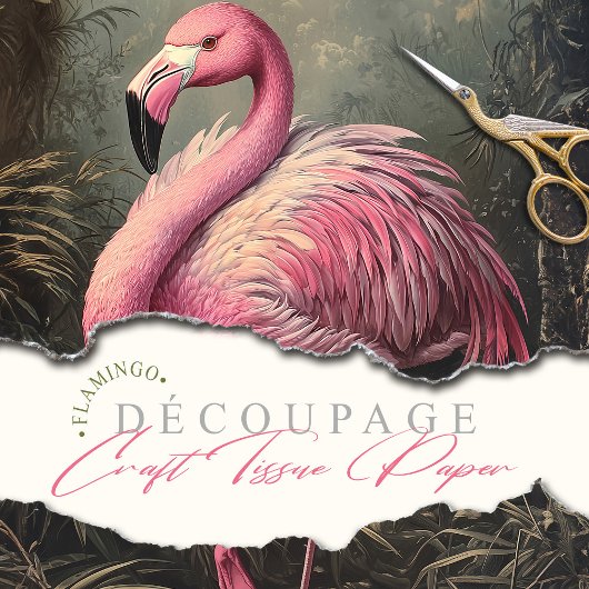 Victoriaans Roze Flamingo  Illustratie Tissuepapier