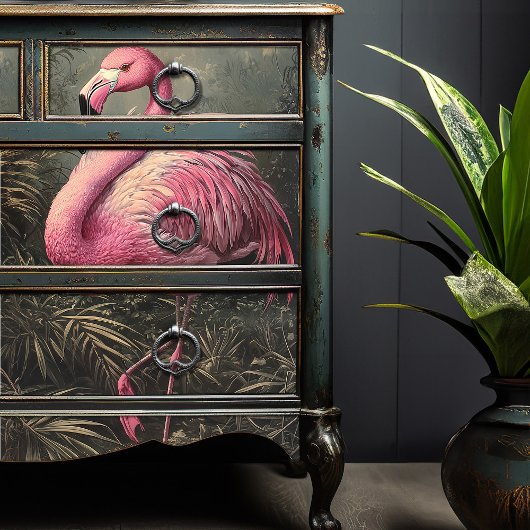Victoriaans Roze Flamingo Illustratie Tissuepapier