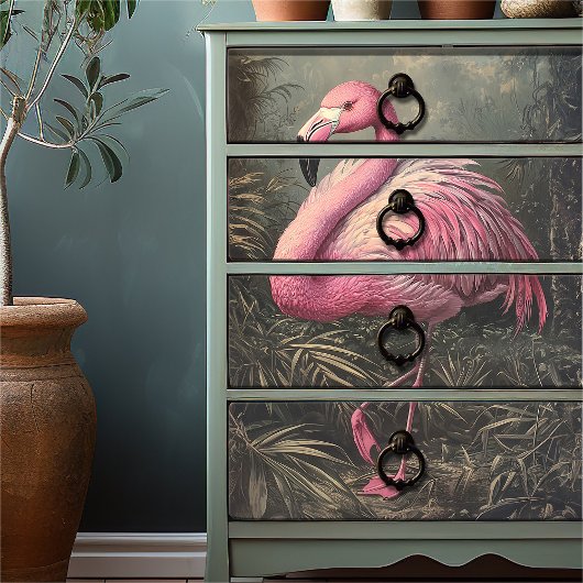 Victoriaans Roze Flamingo Illustratie Tissuepapier