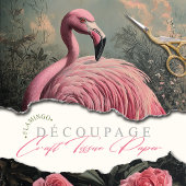 Victoriaans Roze Flamingo  Rozen Illustratie Tissuepapier