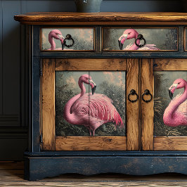 Victoriaans Roze Flamingo  Rozen Illustratie Tissuepapier
