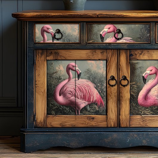 Victoriaans Roze Flamingo  Rozen Illustratie Tissuepapier