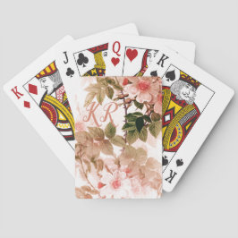  Victoriaans Roze Floral Chic Monogram Pokerkaarten