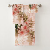 Victoriaans Roze Floral Chic Pattern Bad Handdoek (Insitu)