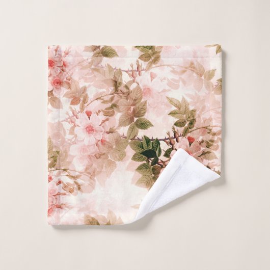 Victoriaans Roze Floral Chic Pattern Bad Handdoek (Wasdoekje)