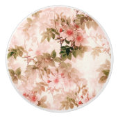  Victoriaans Roze Floral Chic Pattern Keramische Knop (Voorkant)