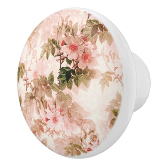  Victoriaans Roze Floral Chic Pattern Keramische Knop (Rechts)
