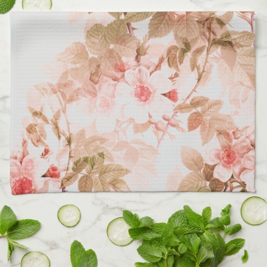  Victoriaans Roze Floral Chic Pattern Theedoek (Gevouwen)