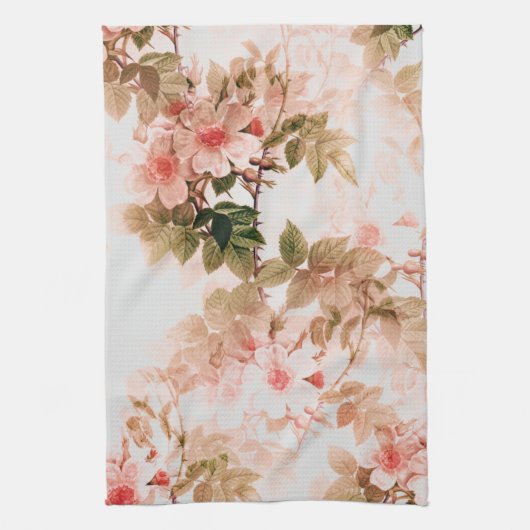  Victoriaans Roze Floral Chic Pattern Theedoek (Verticaal)
