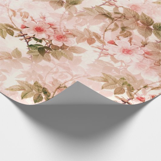  Victoriaans Roze Floral Elegant Chic Pattern Cadeaupapier (Hoek)