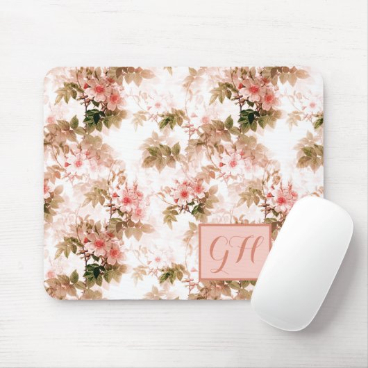  Victoriaans Roze Floral Elegant Chic Pattern Muismat (Met muis)