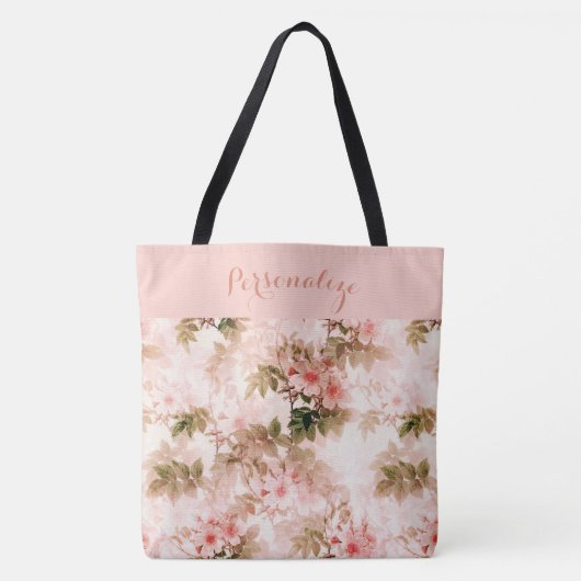  Victoriaans Roze Floral Elegant Chic Pattern Tote Bag (Voorkant)