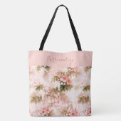  Victoriaans Roze Floral Elegant Chic Pattern Tote Bag (Achterkant)