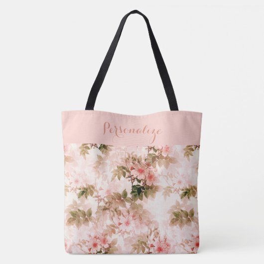  Victoriaans Roze Floral Elegant Chic Pattern Tote Bag (Achterkant)