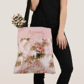  Victoriaans Roze Floral Elegant Chic Pattern Tote Bag (Dichtbij)