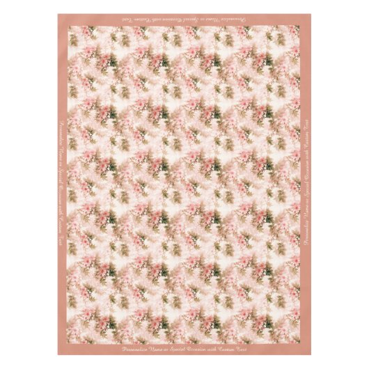  Victoriaans Roze Floral Speciaal Tafelkleed (Voorkant)