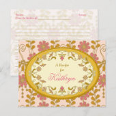 Victoriaans roze gouden recept Kaart voor de bruid (Voorkant / Achterkant)
