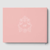 Victoriaans roze monogram wapenembleem gastenboek (Achterkant)