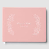 Victoriaans roze monogram wapenembleem gastenboek (Voorkant)