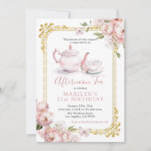 Victoriaans roze pioenenvlinder verjaardagstheefee kaart (Voorkant)