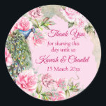 Victoriaans roze pony rozen vrek aangepast Ronde Sticker<br><div class="desc">Victoriaans roze pony rozen vrek aangepaste bruiloft gunt jullie stickers.</div>