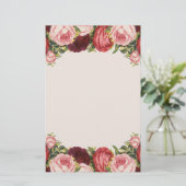 Victoriaans roze rode bruine Rozen Briefpapier (Staand voorkant)