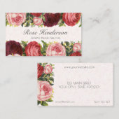 Victoriaans roze rode bruine Rozen Visitekaartje (Voorkant / Achterkant)