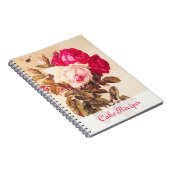 Victoriaans roze rode roze rozen Notitieboek (Rechterzijde)