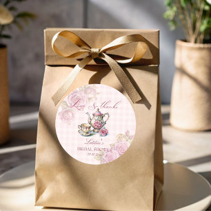  Victoriaans roze roos bruids thee partij gunst Ronde Sticker