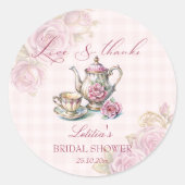  Victoriaans roze roos bruids thee partij gunst Ronde Sticker (Voorkant)
