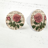 Victoriaans roze roos op bladmuziek keramische knop