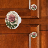 Victoriaans roze roos op bladmuziek keramische knop